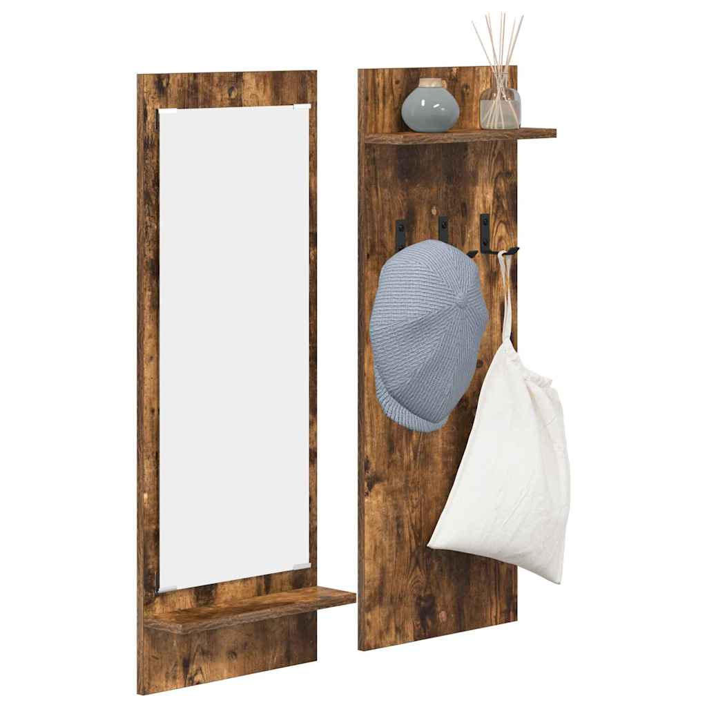 Wandgemonteerde kapstok met plank Gerookt eiken 70 x 10 x 90 cm is nu te koop bij PeponiXL, paradijselijk wonen!
