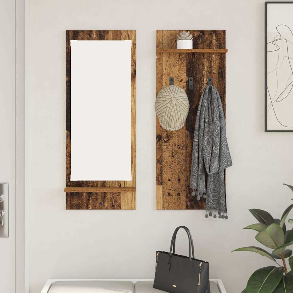 Wandgemonteerde kapstok Oudhout 70 x 10 x 90 cm Bewerkt hout is nu te koop bij PeponiXL, paradijselijk wonen!
