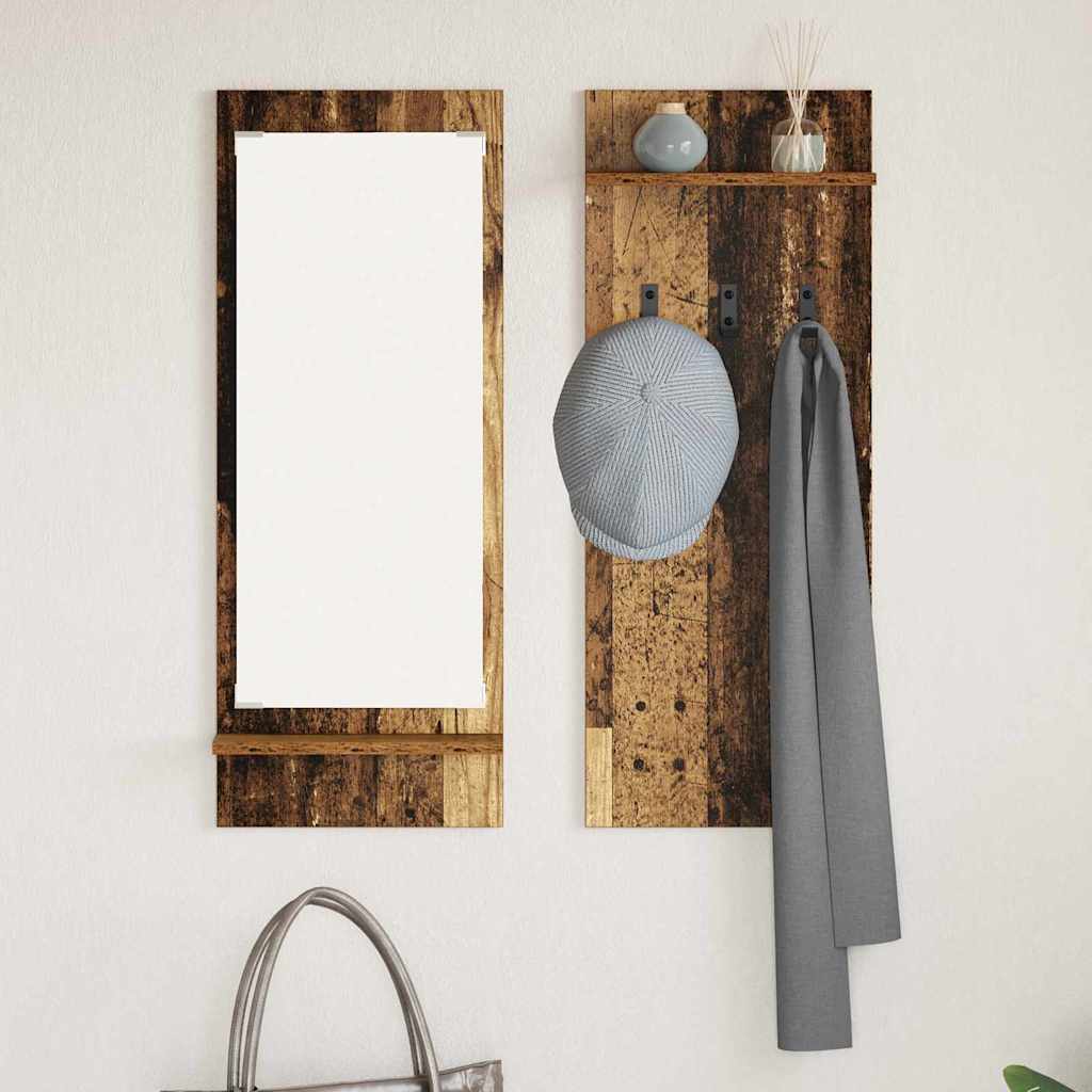 Wandgemonteerde kapstok Oudhout 70 x 10 x 90 cm Bewerkt hout is nu te koop bij PeponiXL, paradijselijk wonen!