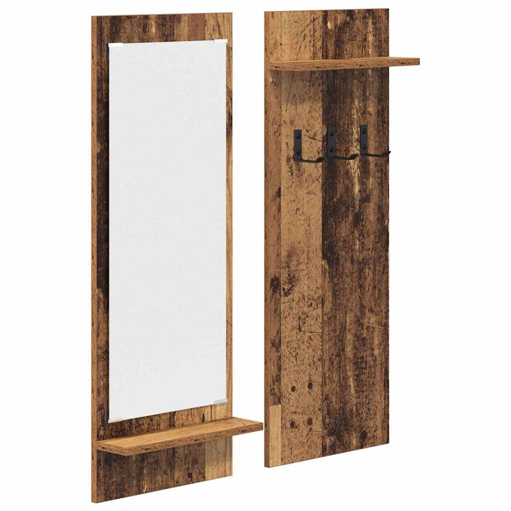 Wandgemonteerde kapstok Oudhout 70 x 10 x 90 cm Bewerkt hout is nu te koop bij PeponiXL, paradijselijk wonen!