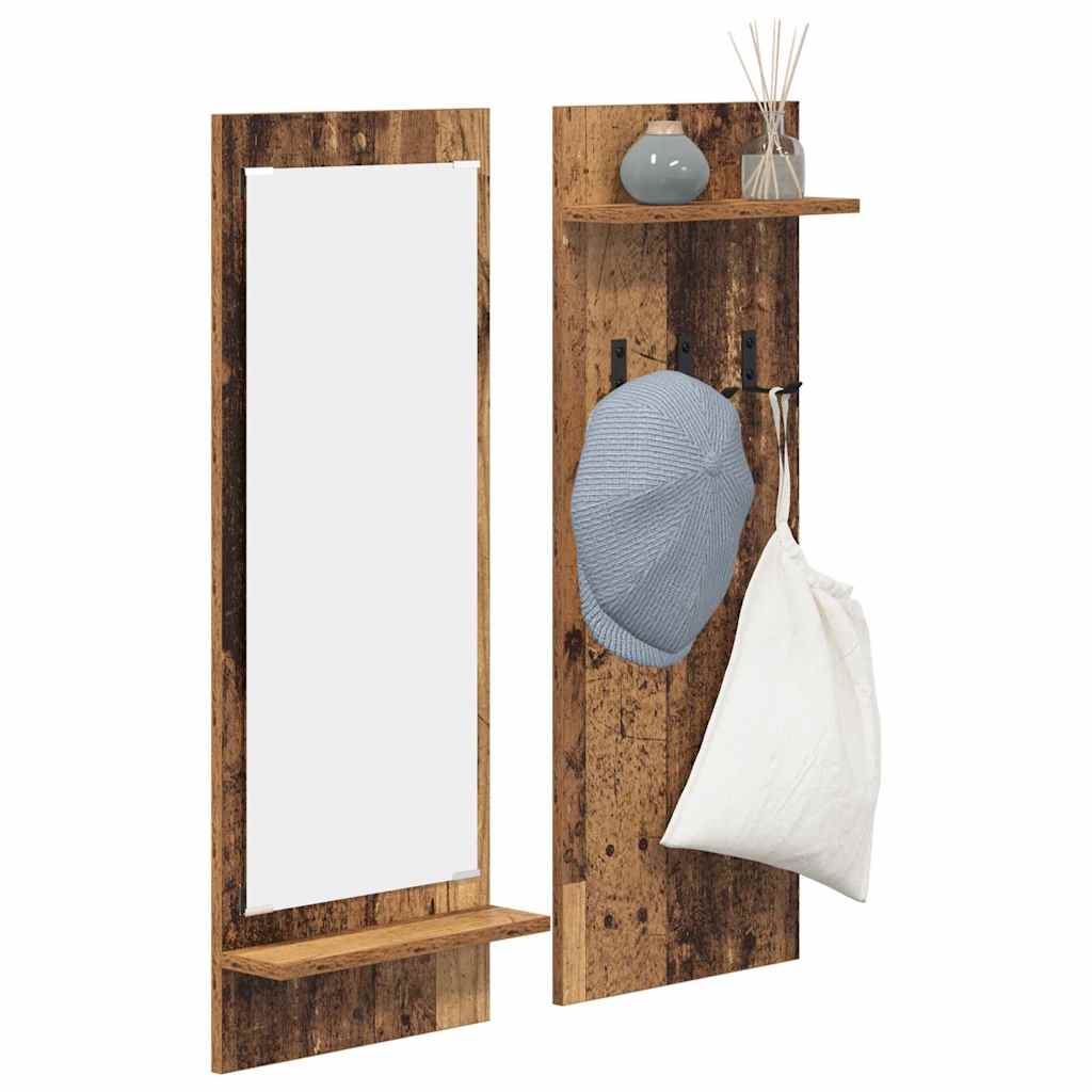 Wandgemonteerde kapstok Oudhout 70 x 10 x 90 cm Bewerkt hout is nu te koop bij PeponiXL, paradijselijk wonen!