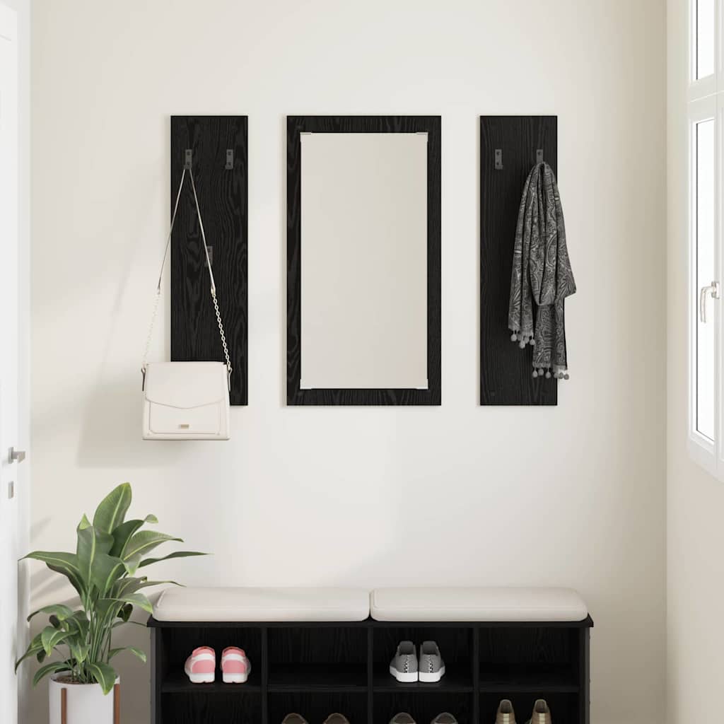 Wandgemonteerde kapstok met opslag Zwart Eiken 96 x 1,5 x 90 cm is nu te koop bij PeponiXL, paradijselijk wonen!