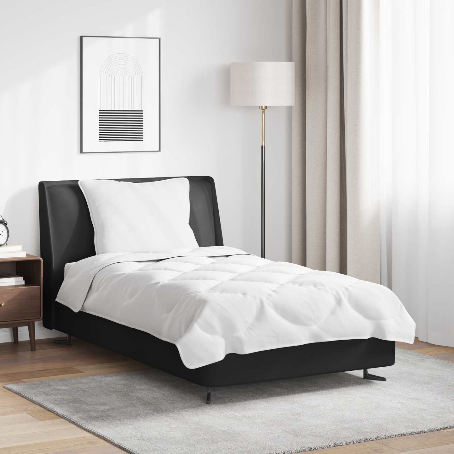 Dekbed Set met kussen 2 st Wit Microfibre