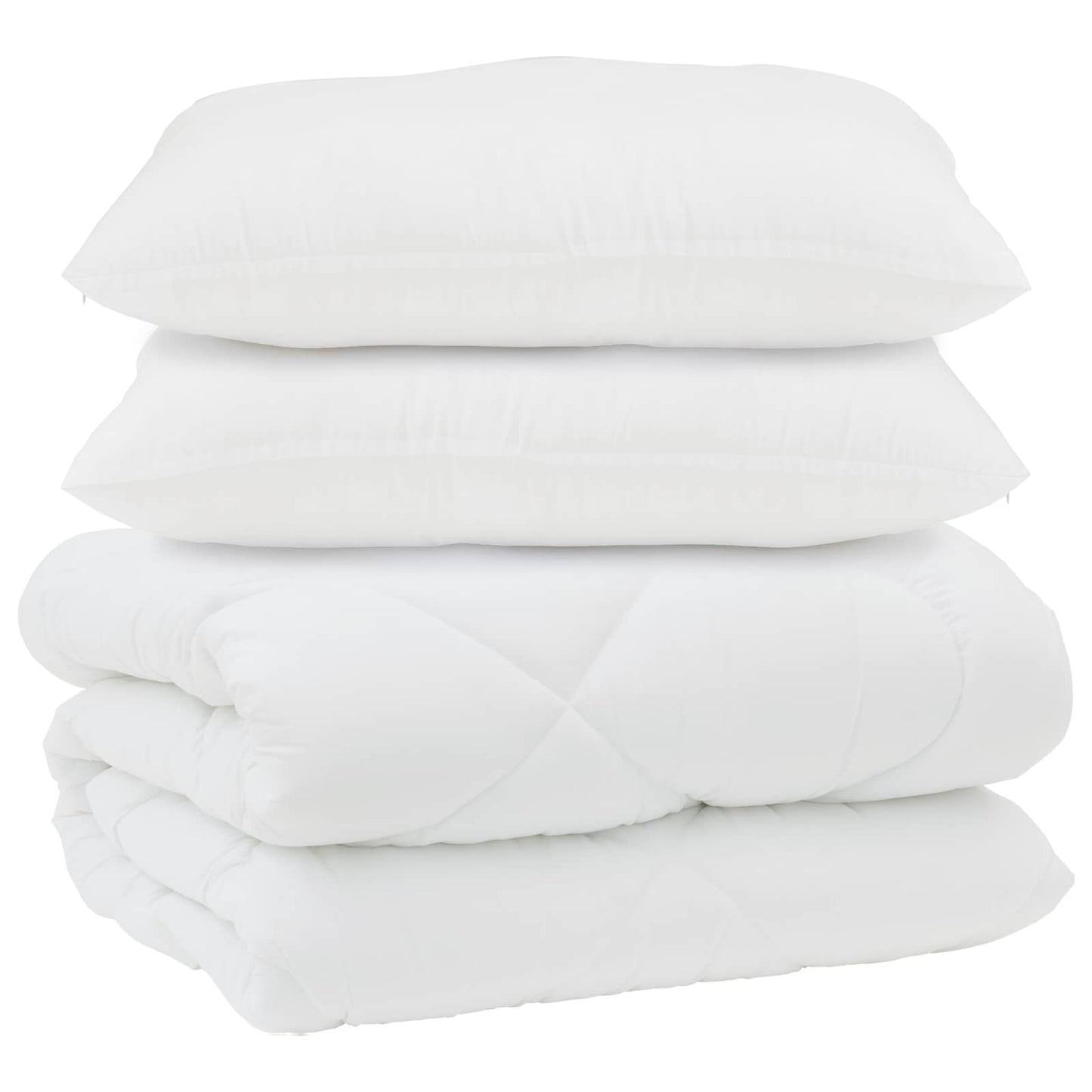 Dekbed met Kussens 3 pcs Wit Microfiber en Dons Feather