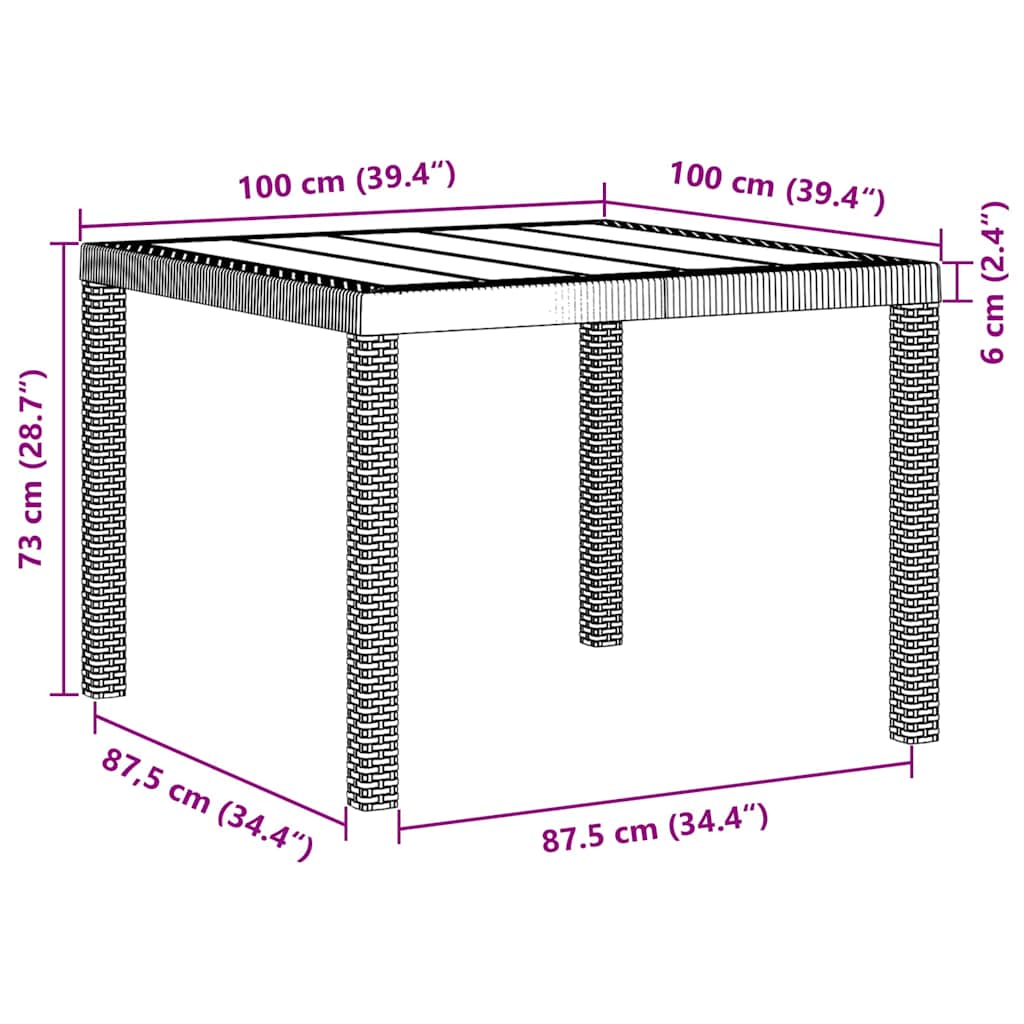 Tuinstafel Wit 100 x 100 x 73 cm poly rattan is nu te koop bij PeponiXL, paradijselijk wonen!