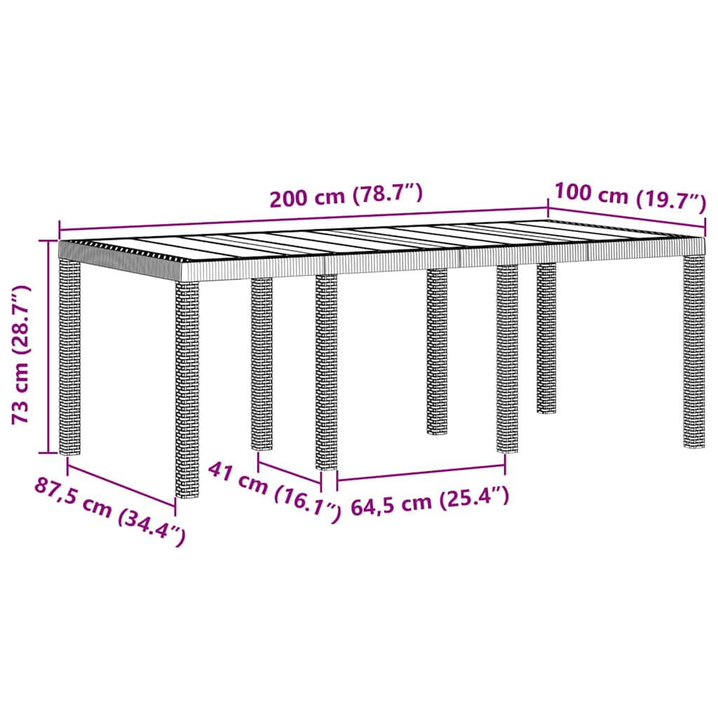 Tuinstafel Wit 200 x 100 x 73 cm poly rattan is nu te koop bij PeponiXL, paradijselijk wonen!