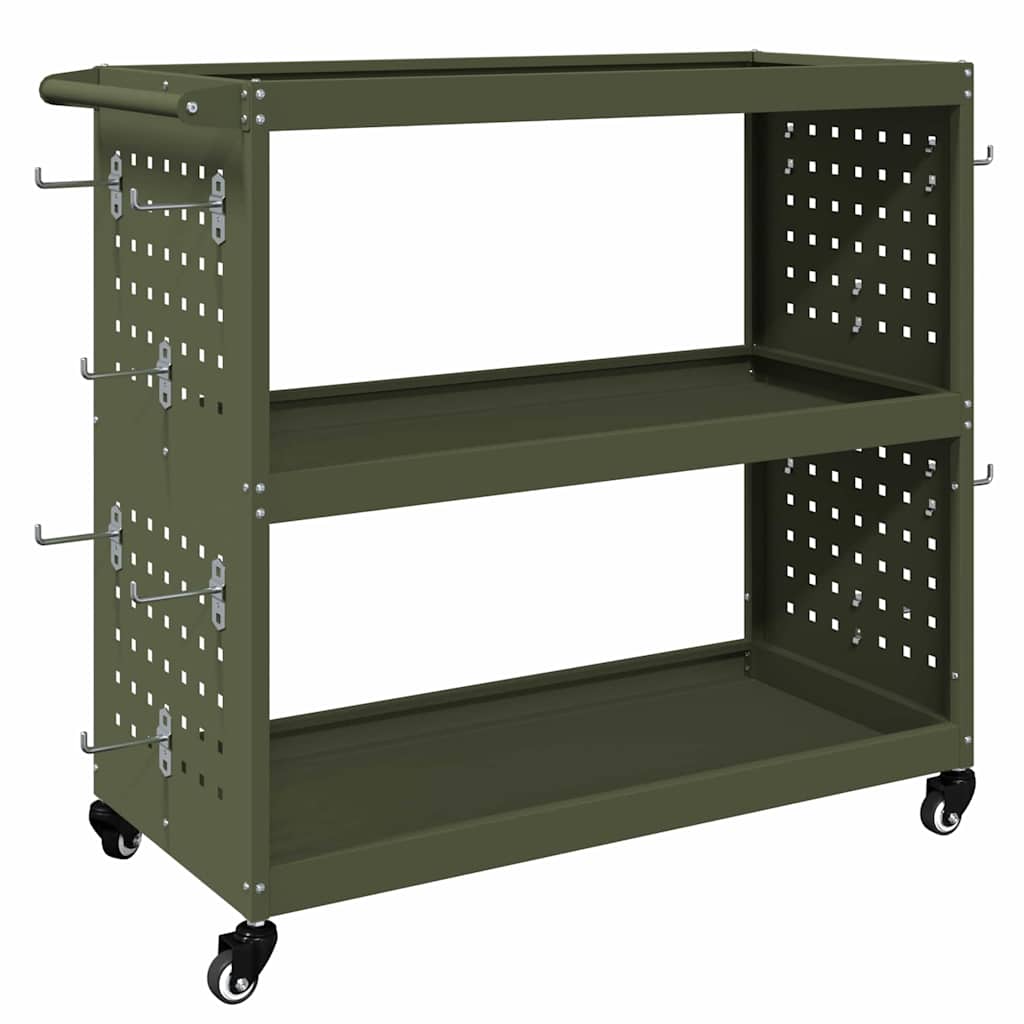 Gereedschapswagen Olijf Groen 75 x 35 x 73 cm Koudgewalst staal is nu te koop bij PeponiXL, paradijselijk wonen!