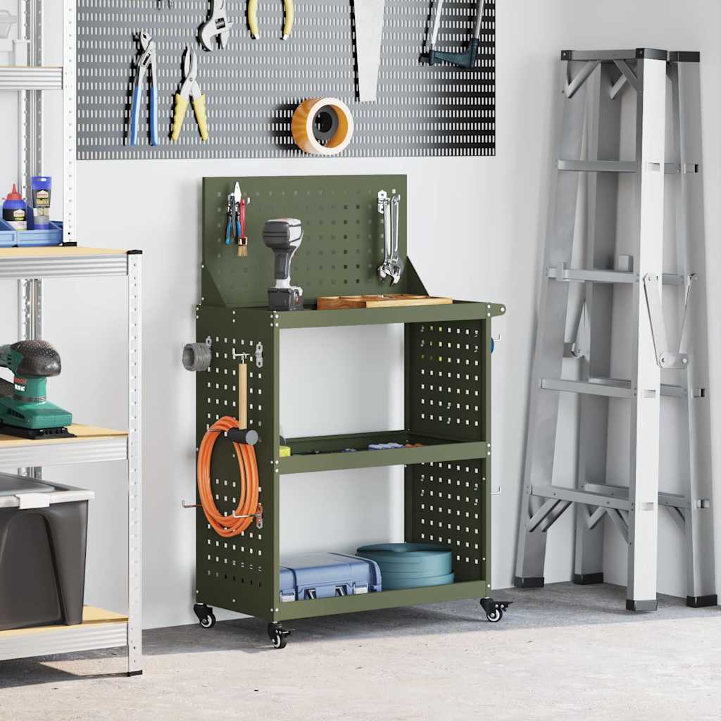 Gereedschapswagen met plank Olijf Groen 65 x 35 x 111 cm is nu te koop bij PeponiXL, paradijselijk wonen!