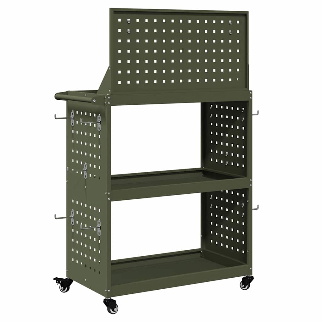 Gereedschapswagen met plank Olijf Groen 65 x 35 x 111 cm is nu te koop bij PeponiXL, paradijselijk wonen!