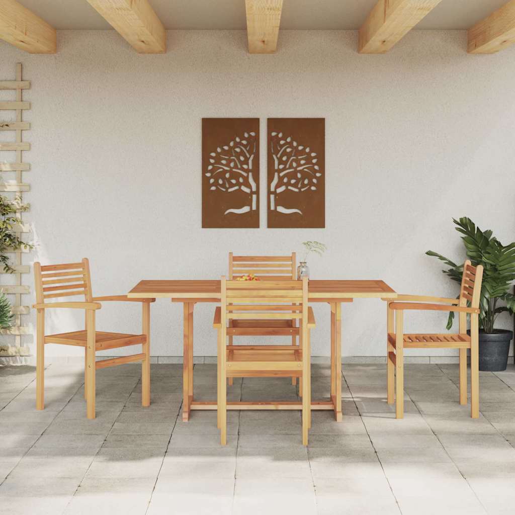 Tuin eettafelset 5 pcs Naturel Massief Acaciahout is nu te koop bij PeponiXL, paradijselijk wonen!