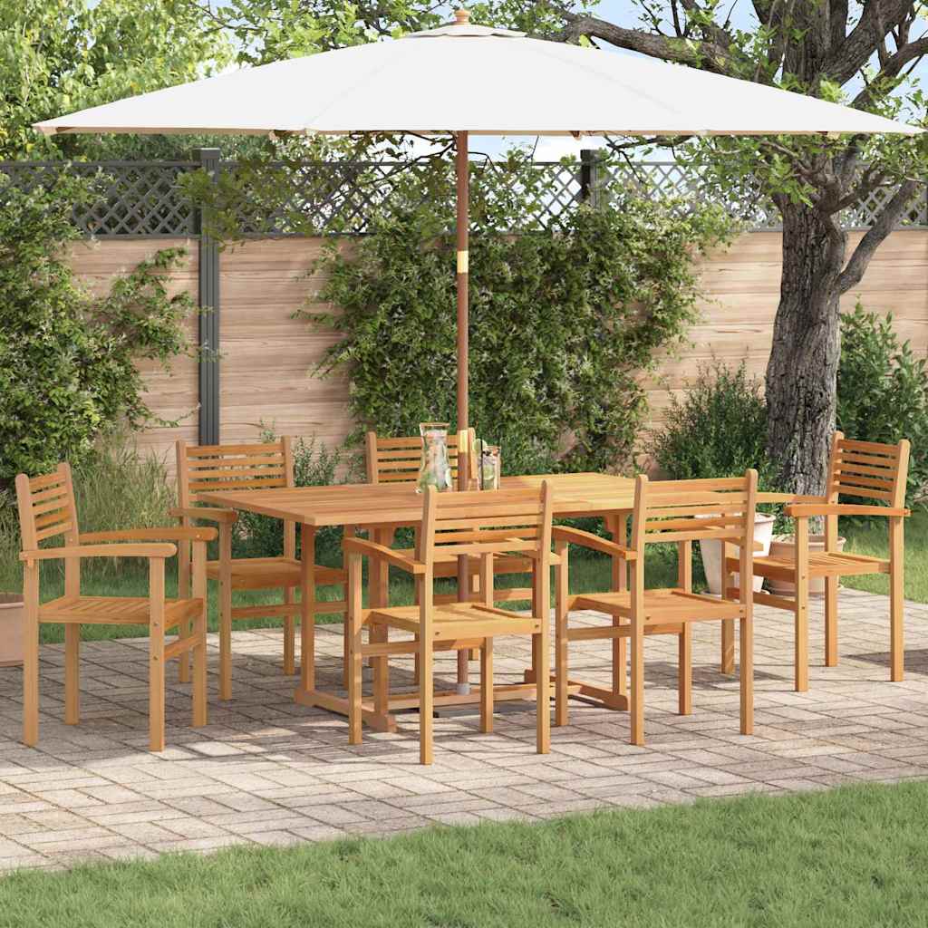 Tuin eettafelset 7 pcs Naturel Massief Acaciahout is nu te koop bij PeponiXL, paradijselijk wonen!