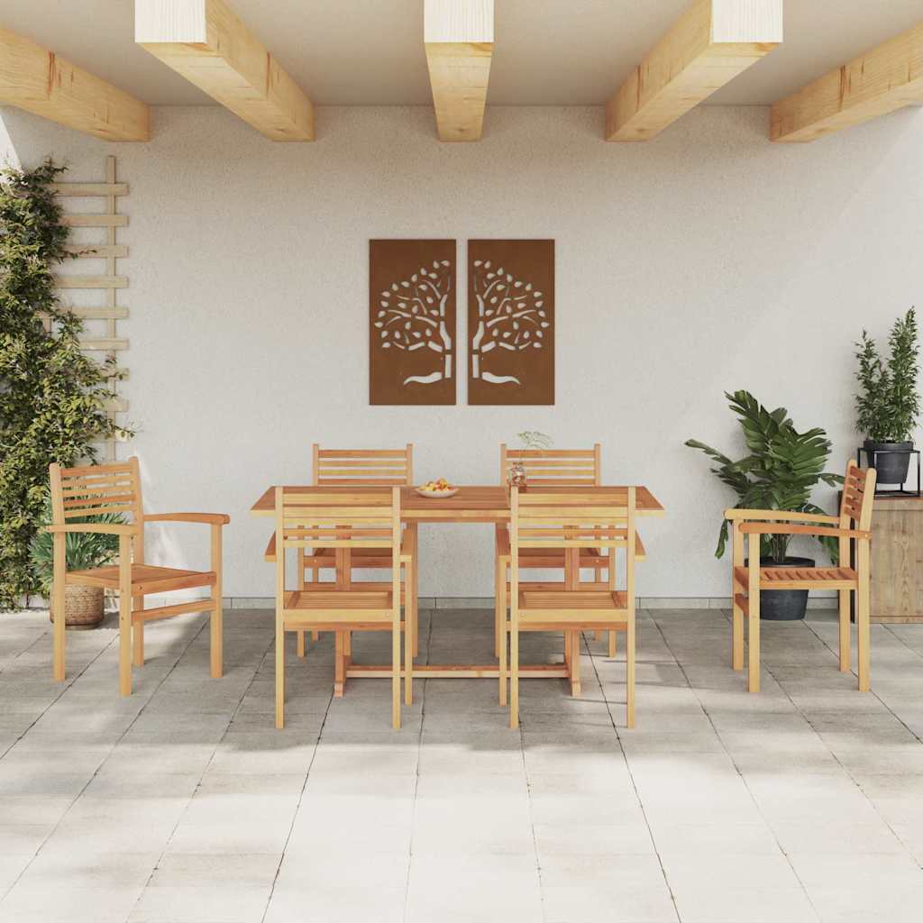 Tuin eettafelset 7 pcs Naturel Massief Acaciahout is nu te koop bij PeponiXL, paradijselijk wonen!