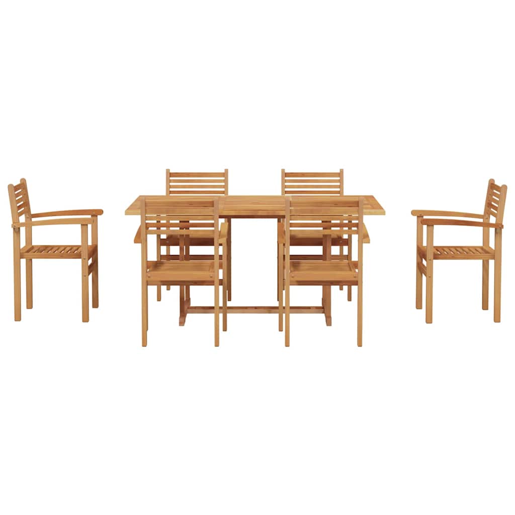 Tuin eettafelset 7 pcs Naturel Massief Acaciahout is nu te koop bij PeponiXL, paradijselijk wonen!