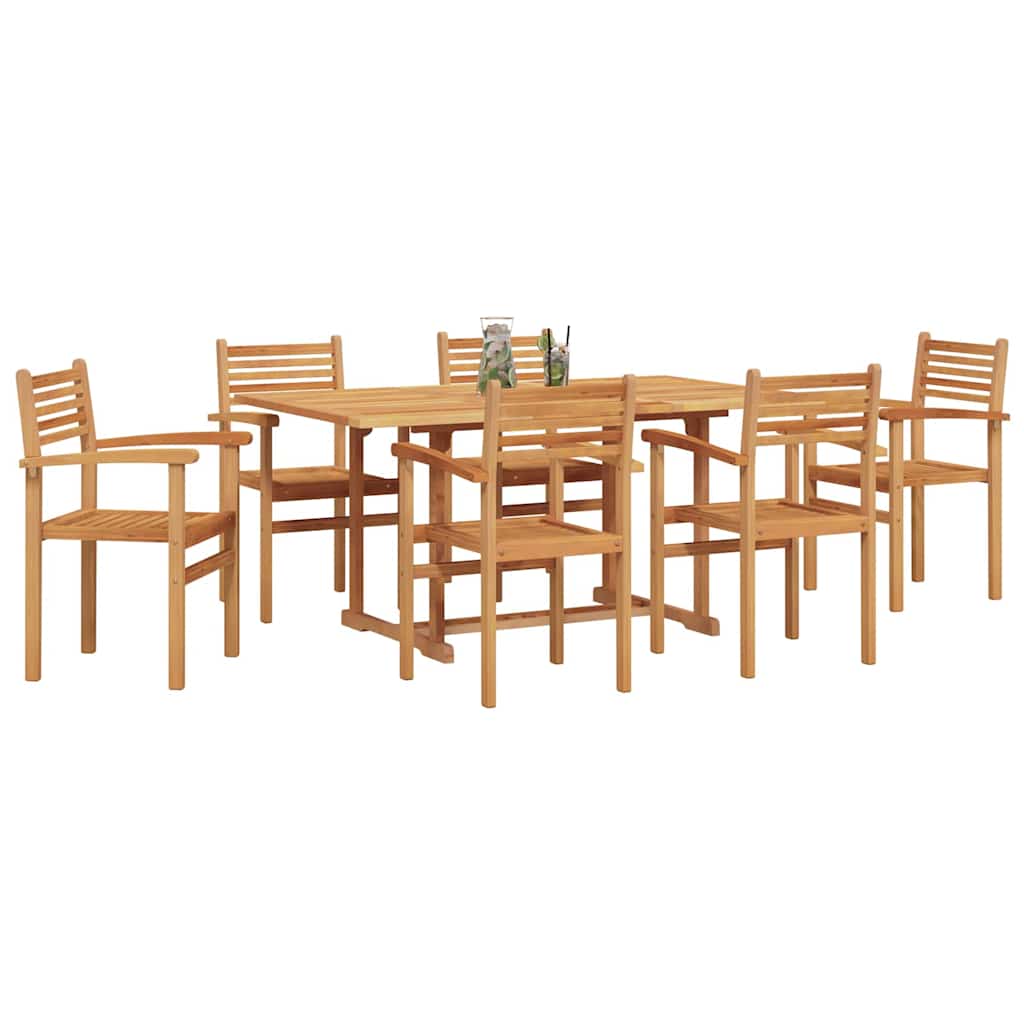 Tuin eettafelset 7 pcs Naturel Massief Acaciahout is nu te koop bij PeponiXL, paradijselijk wonen!