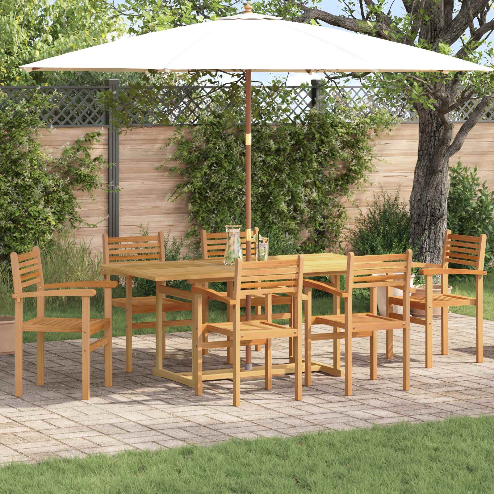 Tuin eettafelset 7 pcs Bruin Massief Teakhout is nu te koop bij PeponiXL, paradijselijk wonen!