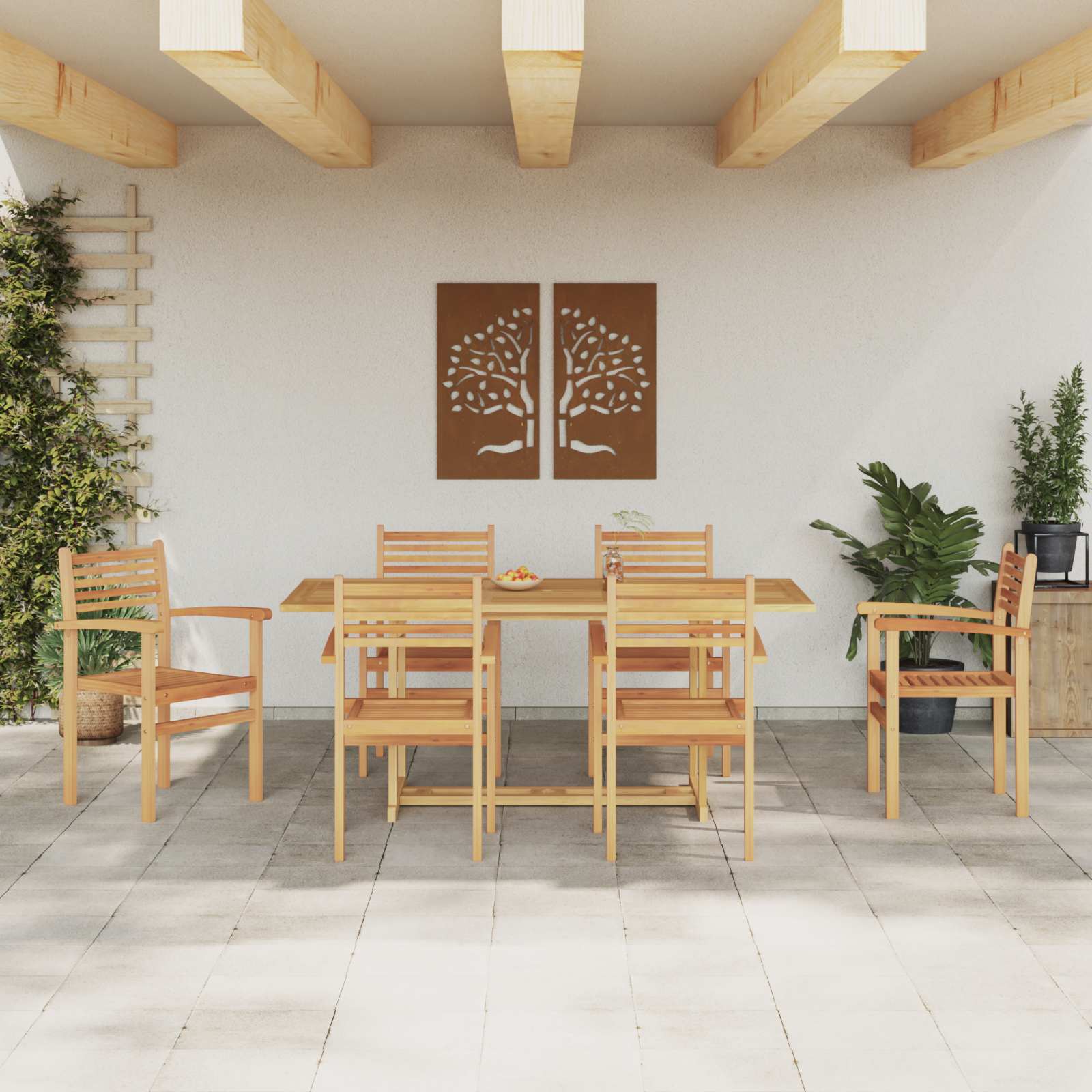 Tuin eettafelset 7 pcs Bruin Massief Teakhout is nu te koop bij PeponiXL, paradijselijk wonen!
