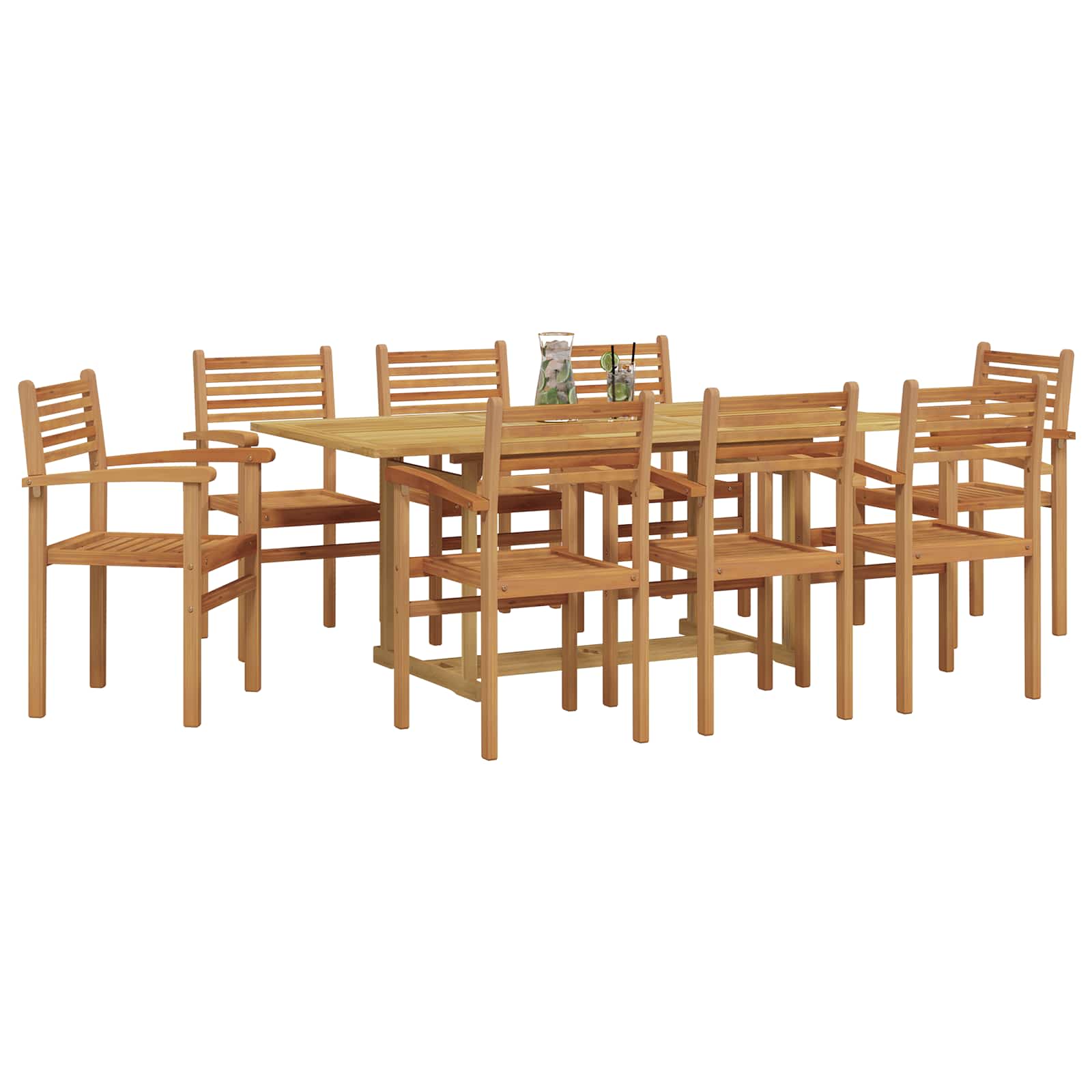 Tuin eettafelset 9 pcs Bruin Massief Teakhout is nu te koop bij PeponiXL, paradijselijk wonen!