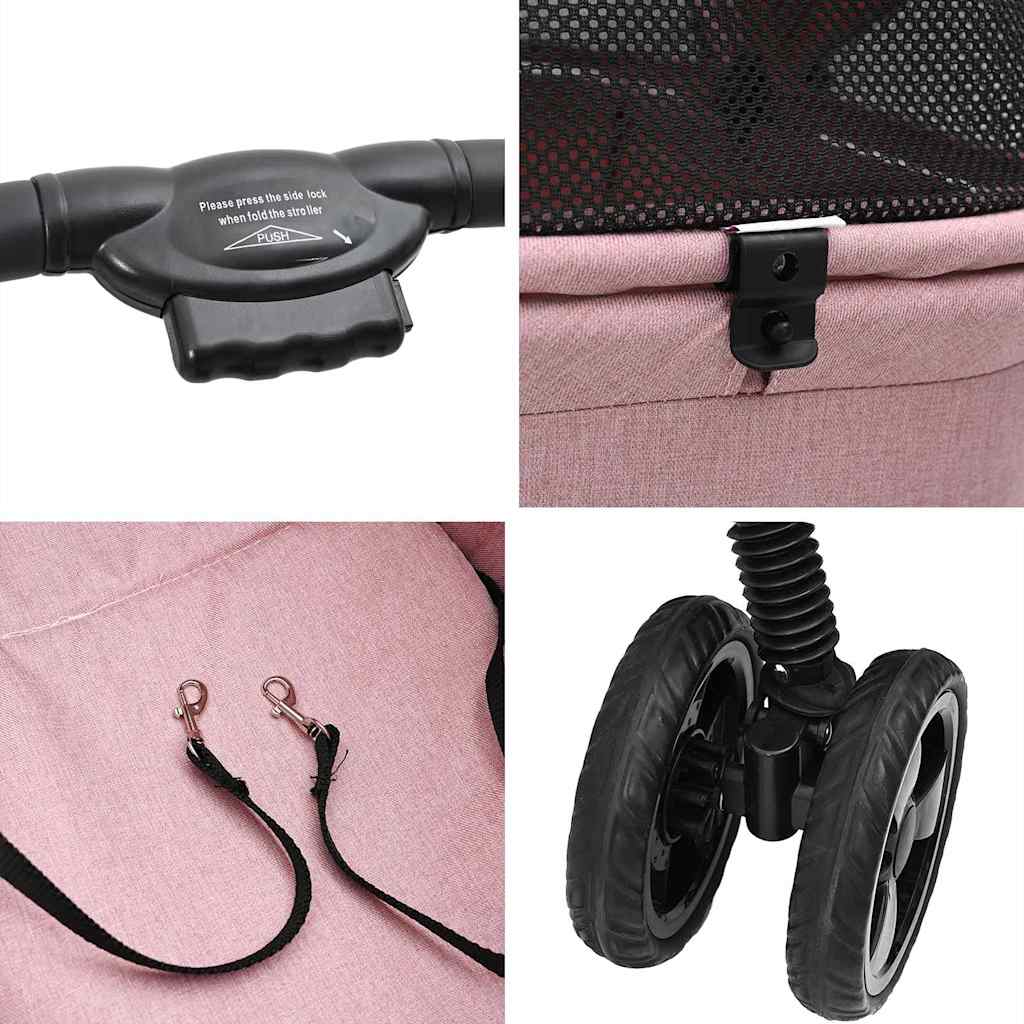 Opvouwbare Huisdierenwagen Verstelbaar Roze 81 x 47 x 99 cm is nu te koop bij PeponiXL, paradijselijk wonen!