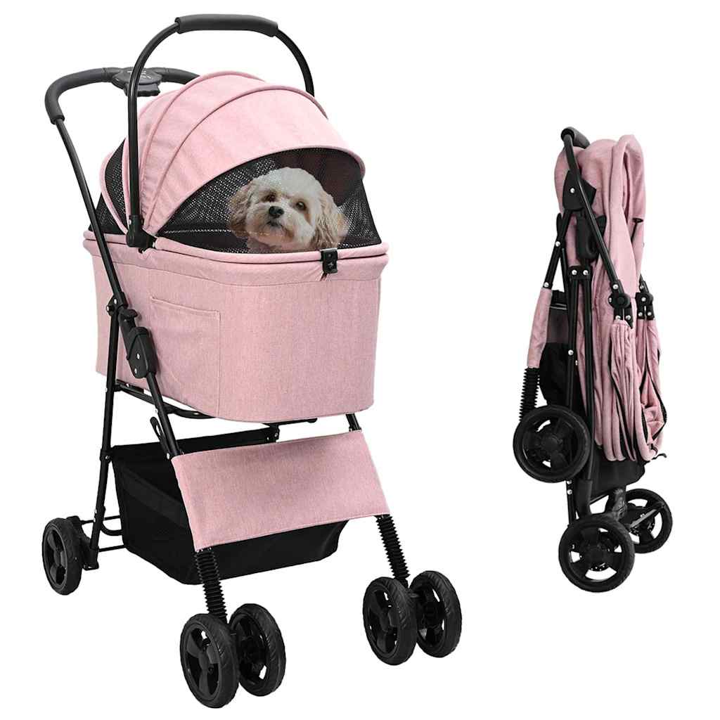 Opvouwbare Huisdierenwagen Verstelbaar Roze 81 x 47 x 99 cm is nu te koop bij PeponiXL, paradijselijk wonen!