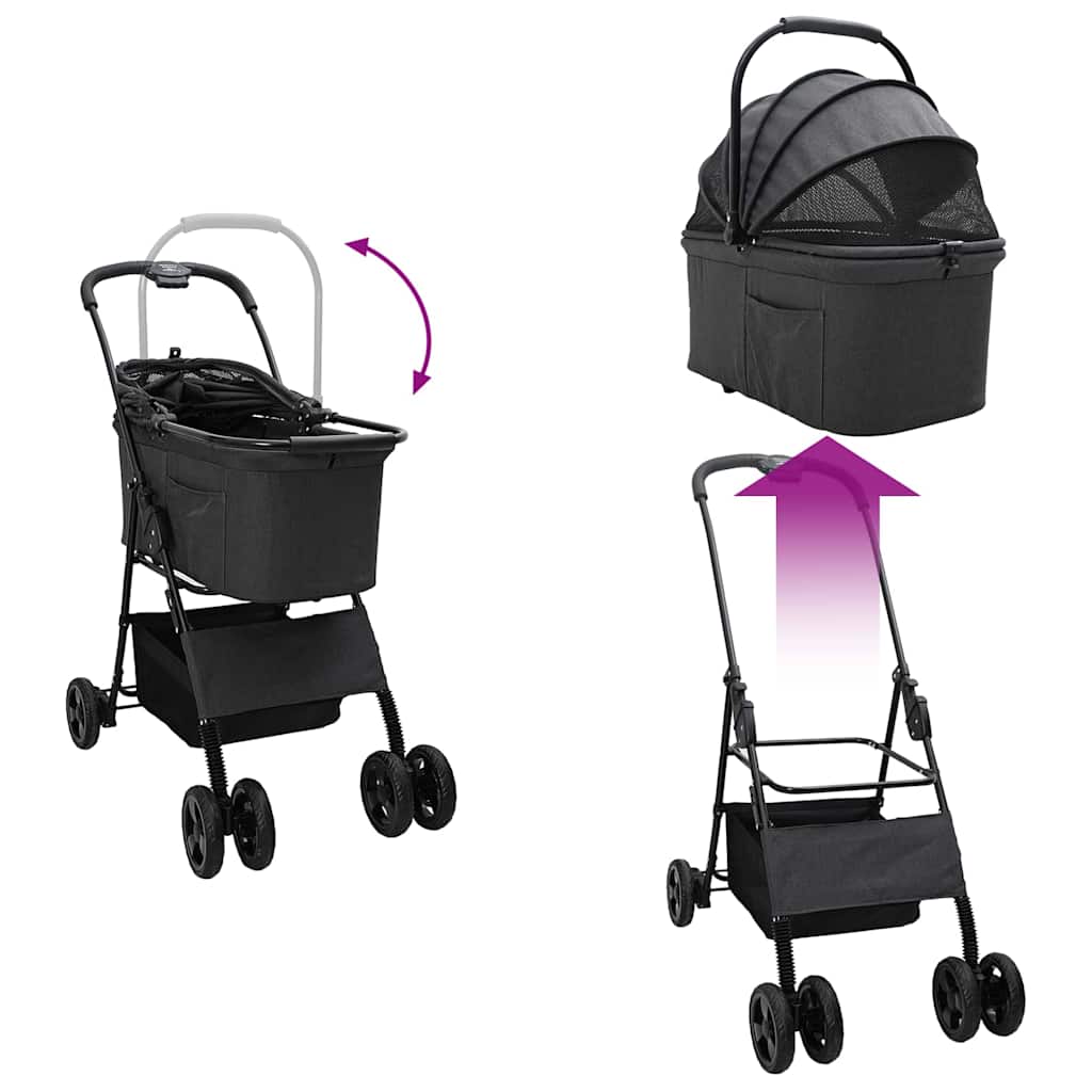 Opvouwbare Huisdierenwagen Verstelbaar Zwart 81 x 47 x 99 cm is nu te koop bij PeponiXL, paradijselijk wonen!