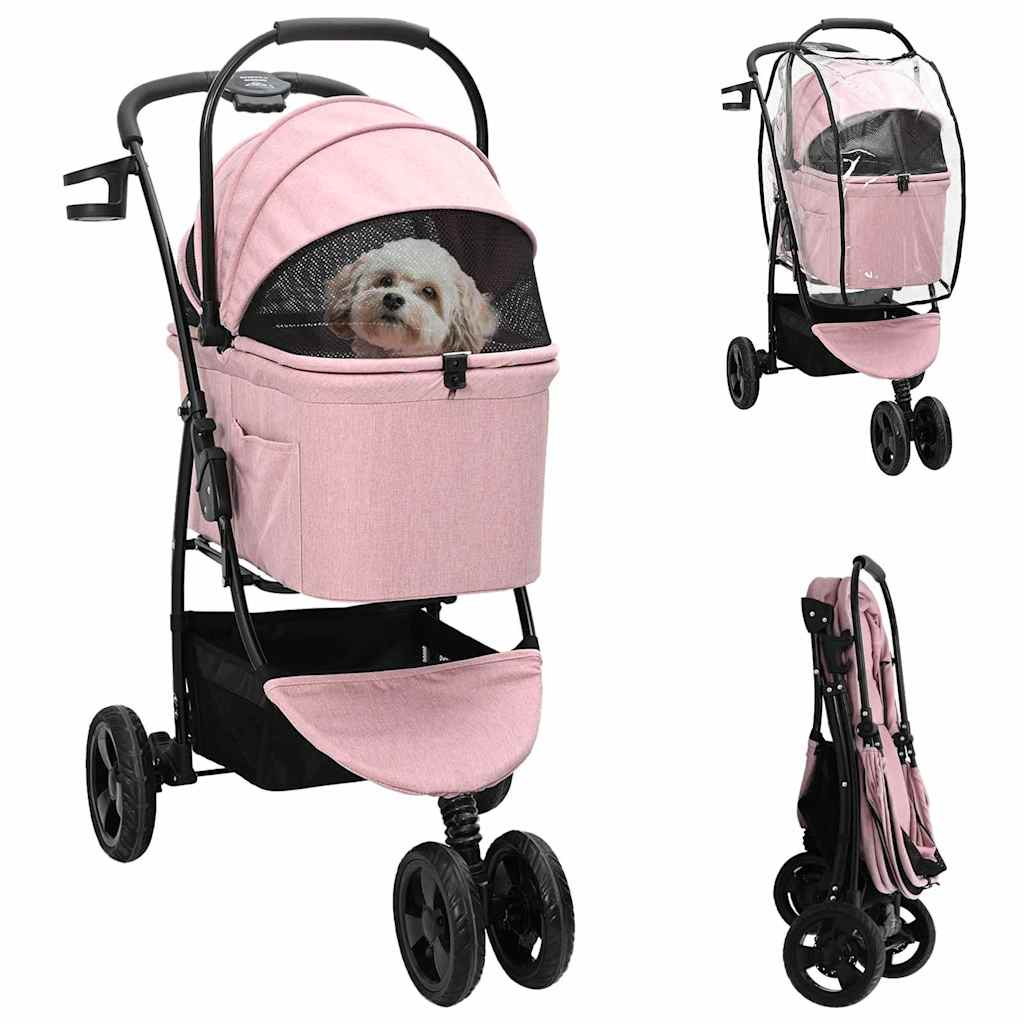 Opvouwbare Huisdierenwagen Verstelbaar Roze 78 x 54 x 101 cm is nu te koop bij PeponiXL, paradijselijk wonen!