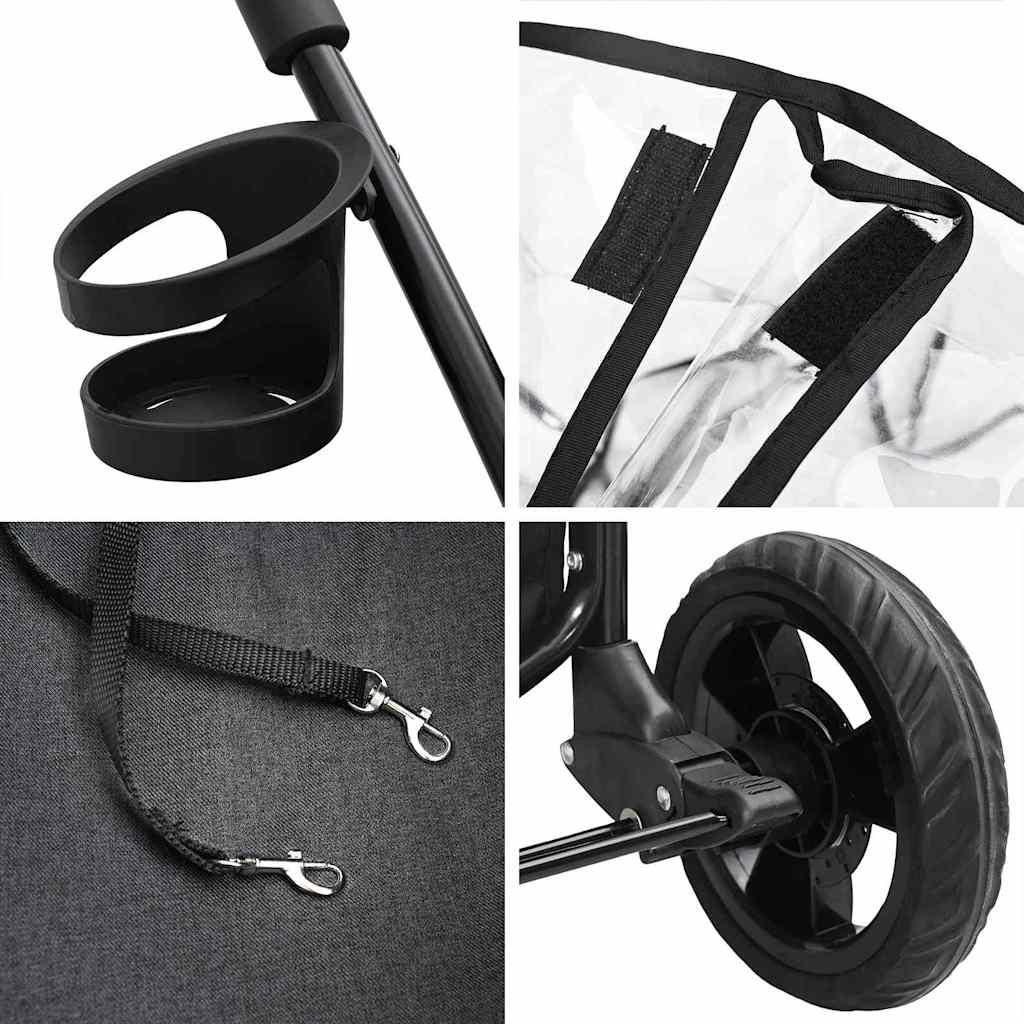 Opvouwbare Huisdierenwagen Verstelbaar Zwart 78 x 54 x 101 cm is nu te koop bij PeponiXL, paradijselijk wonen!