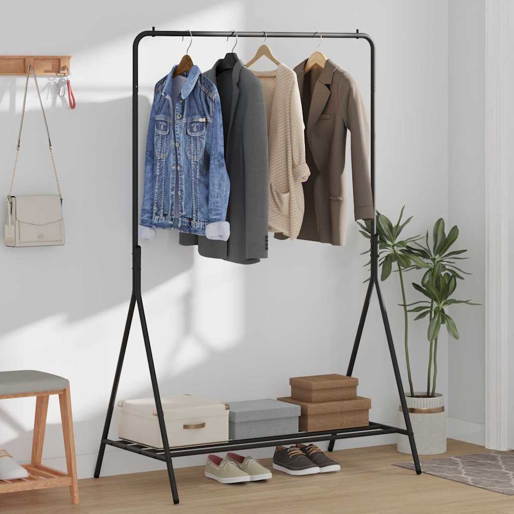 Kledingrek met opslag Zwart 100 x 56 x 154 cm Staal is nu te koop bij PeponiXL, paradijselijk wonen!