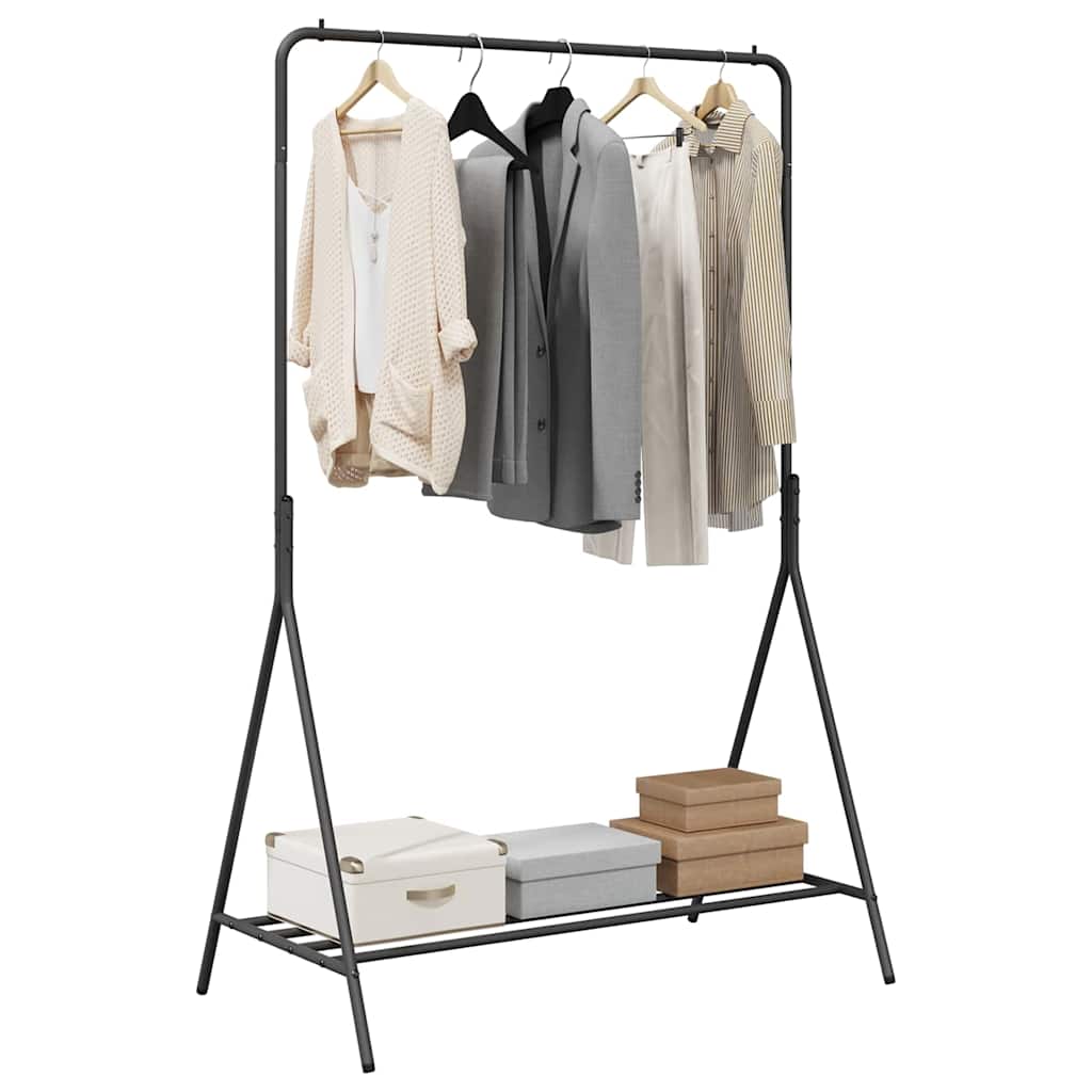 Kledingrek met opslag Zwart 100 x 56 x 154 cm Staal is nu te koop bij PeponiXL, paradijselijk wonen!