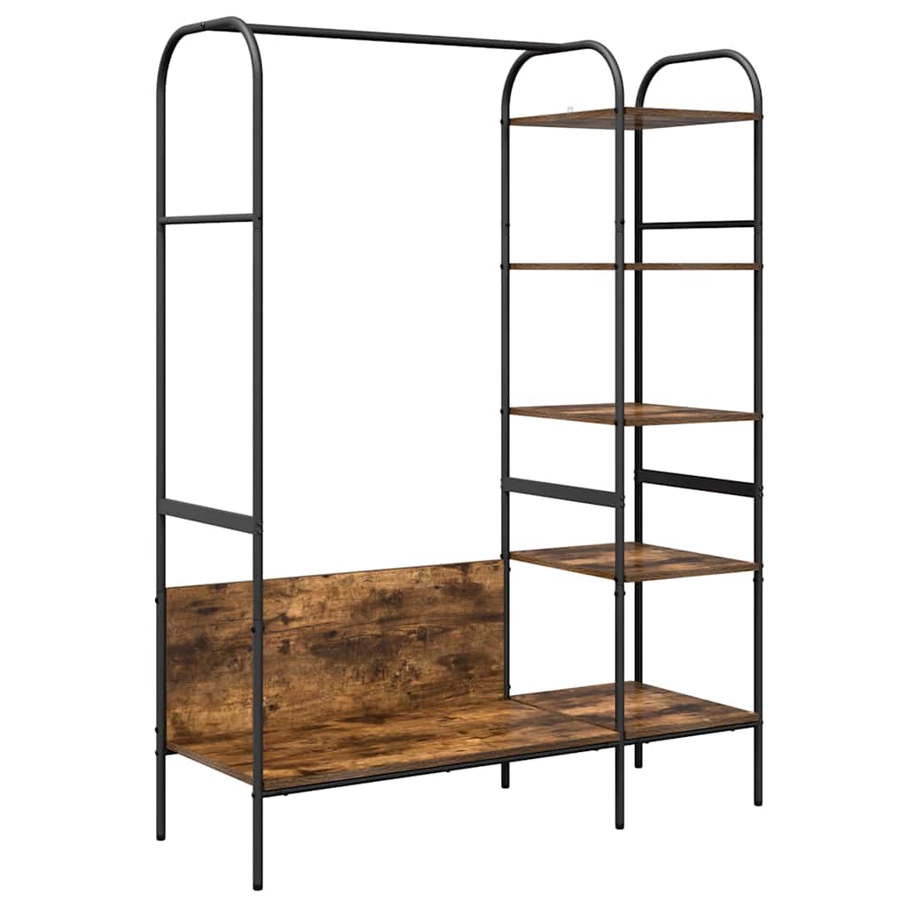 Kledingrek met plank Bruin Eiken 120 x 44 x 160 cm Bewerkt hout is nu te koop bij PeponiXL, paradijselijk wonen!