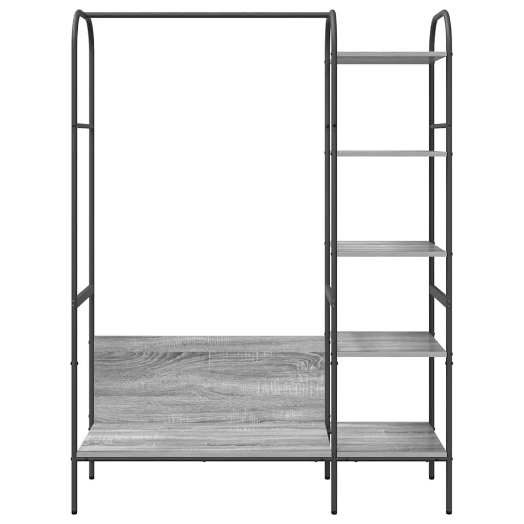 Kledingrek met plank Grijs 120 x 44 x 160 cm Bewerkt hout is nu te koop bij PeponiXL, paradijselijk wonen!