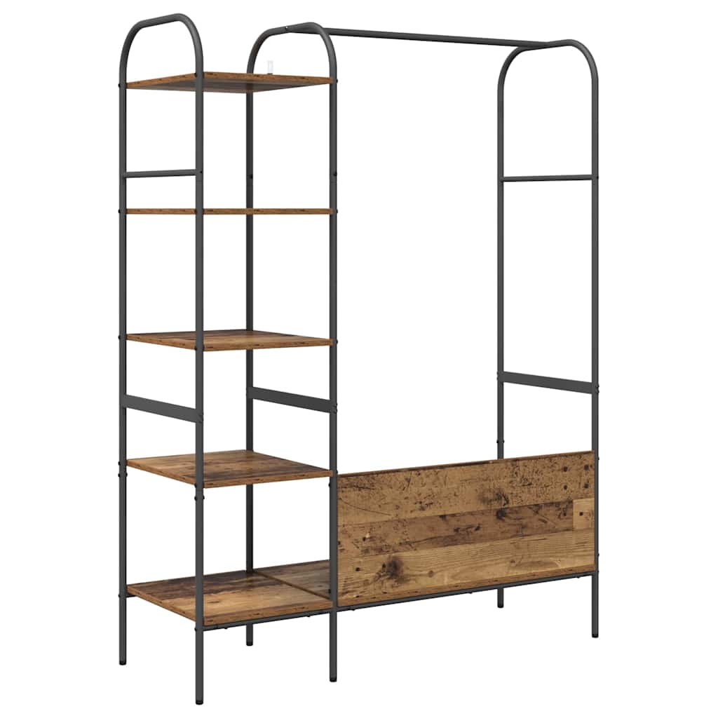 Kledingrek met plank Bruin 120 x 44 x 160 cm Bewerkt hout is nu te koop bij PeponiXL, paradijselijk wonen!