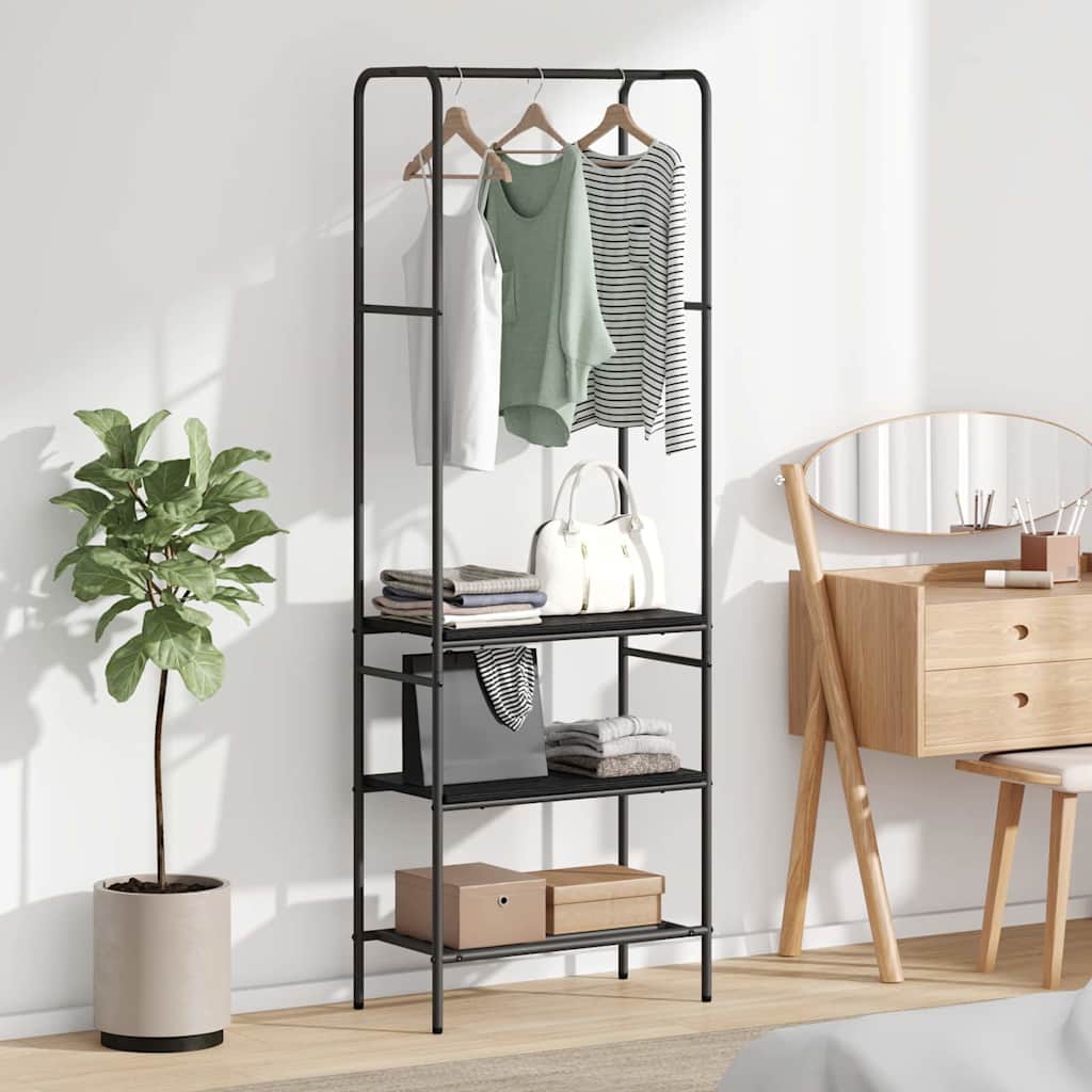 Kledingrek met plank Zwart Eiken 60 x 30 x 171 cm Bewerkt hout is nu te koop bij PeponiXL, paradijselijk wonen!