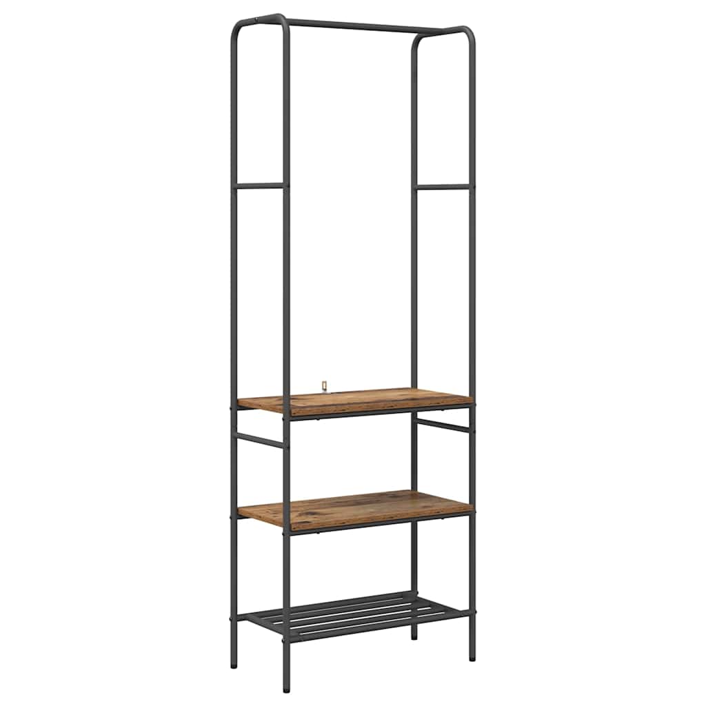 Kledingrek met plank Oud hout 60 x 30 x 171 cm Bewerkt hout is nu te koop bij PeponiXL, paradijselijk wonen!