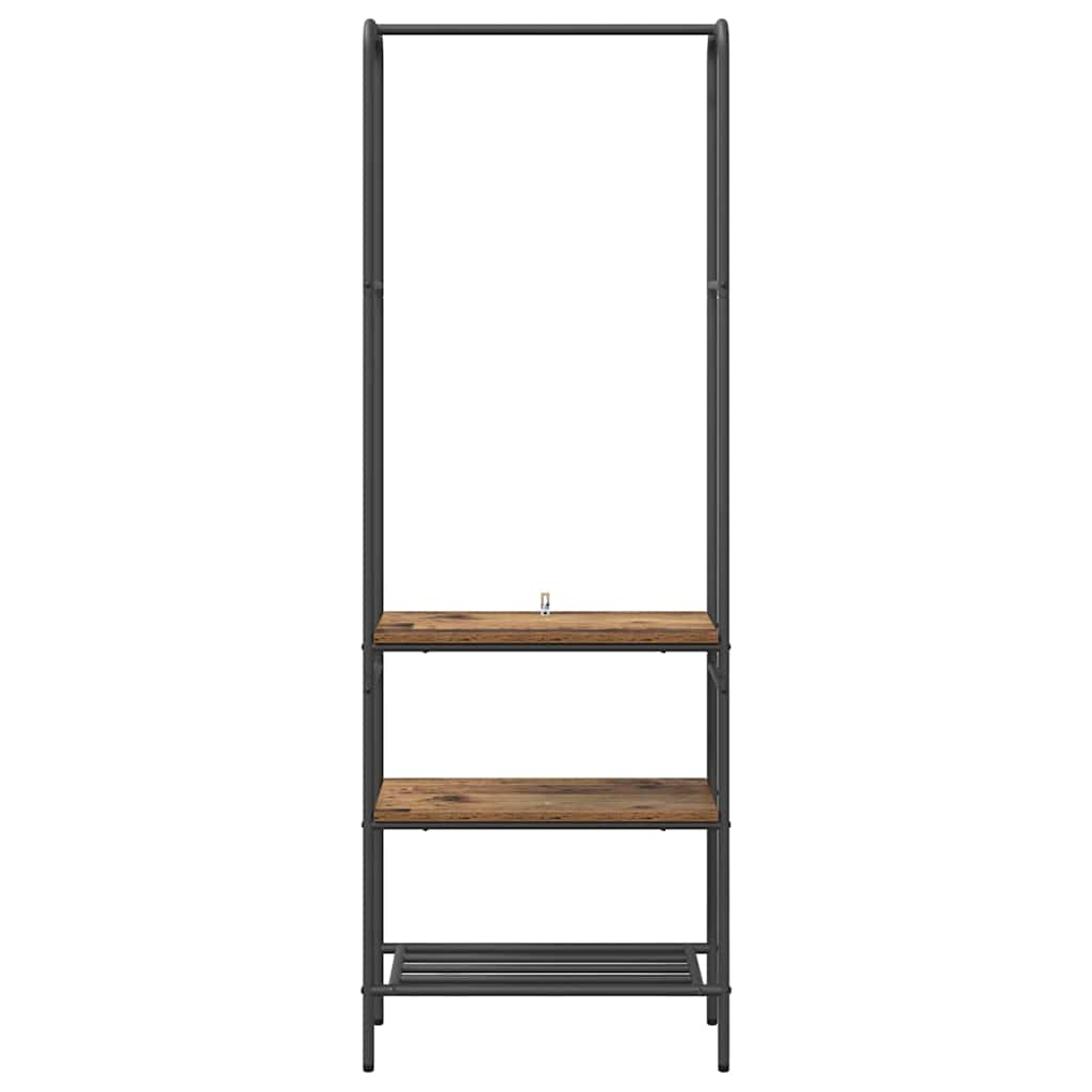 Kledingrek met plank Oud hout 60 x 30 x 171 cm Bewerkt hout is nu te koop bij PeponiXL, paradijselijk wonen!
