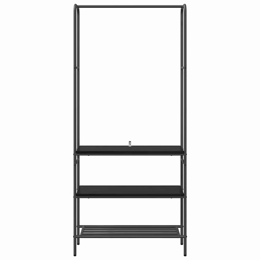 Kledingrek met plank Zwart Eiken 77 x 30 x 171 cm Bewerkt hout is nu te koop bij PeponiXL, paradijselijk wonen!