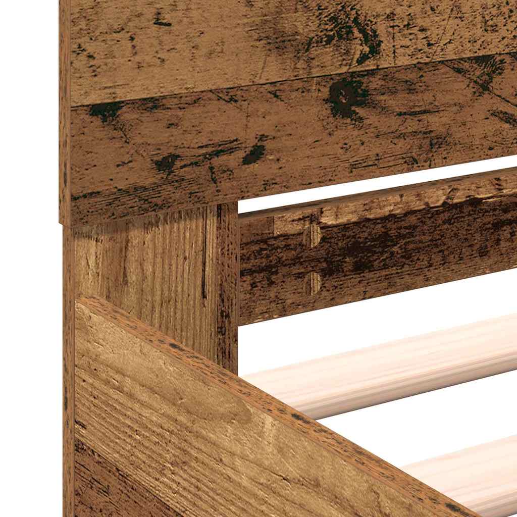 Bedframe met hoofdeinde Oudhout 203 x 185 x 70 cm Bewerkt hout is nu te koop bij PeponiXL, paradijselijk wonen!