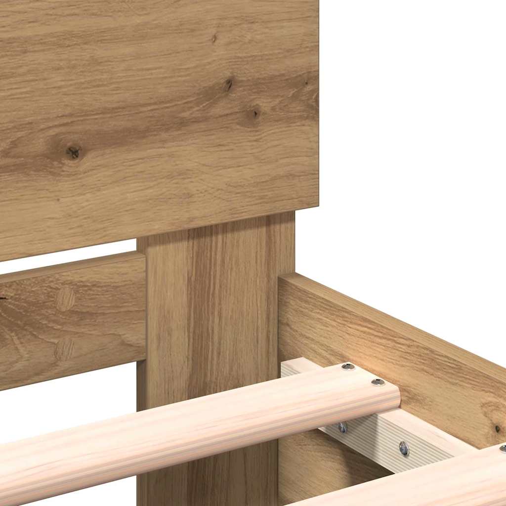Bedframe Artisan Eiken 203 x 185 x 70 cm Bewerkt hout is nu te koop bij PeponiXL, paradijselijk wonen!