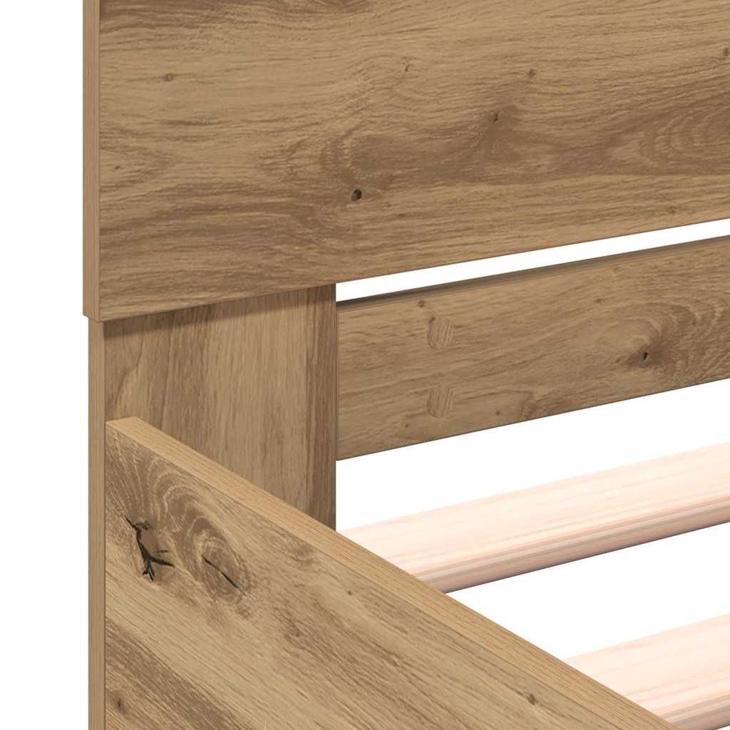 Bedframe Artisan Eiken 203 x 185 x 70 cm Bewerkt hout is nu te koop bij PeponiXL, paradijselijk wonen!