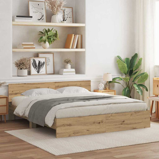 Bedframe Artisan Eiken 203 x 185 x 70 cm Bewerkt hout is nu te koop bij PeponiXL, paradijselijk wonen!