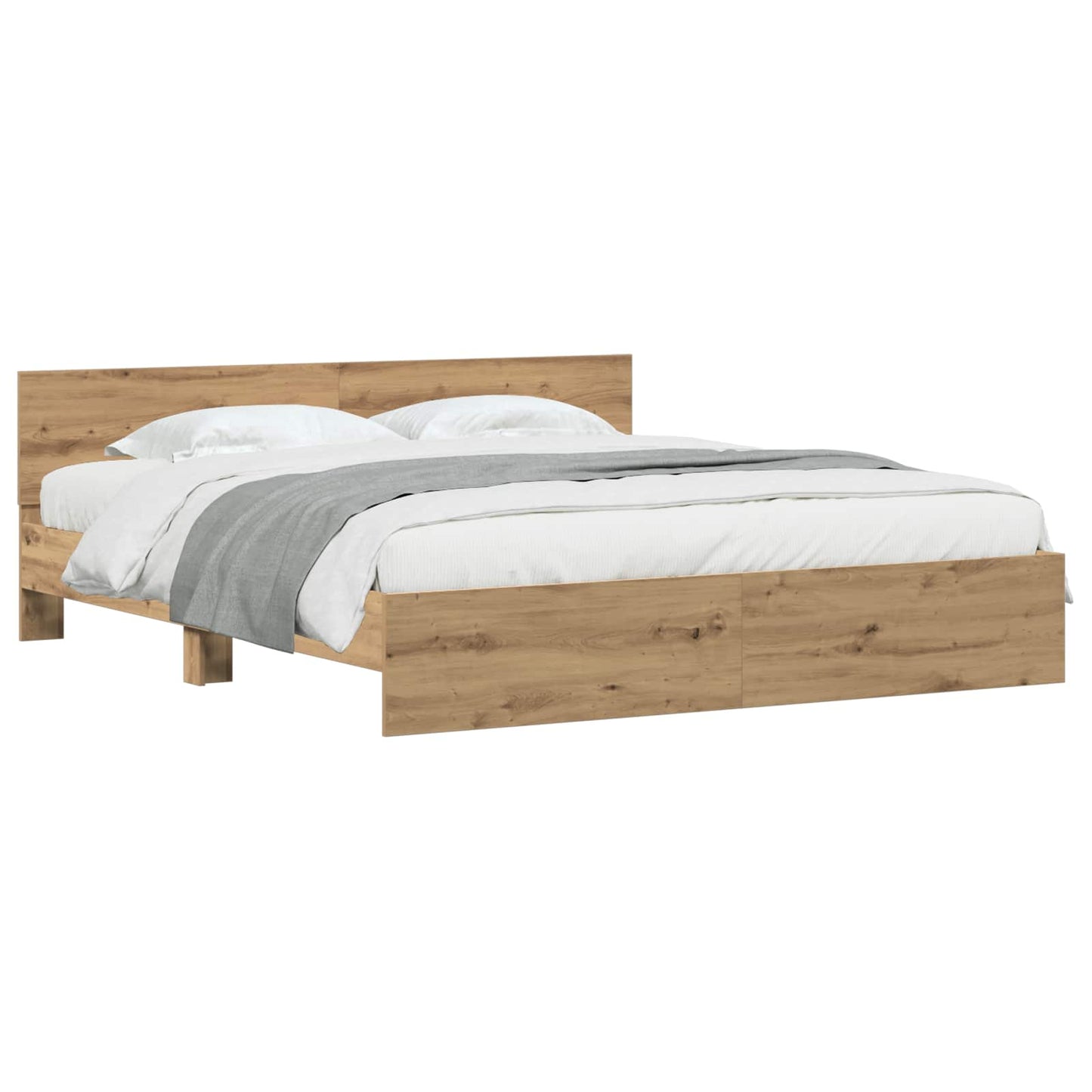 Bedframe Artisan Eiken 203 x 185 x 70 cm Bewerkt hout is nu te koop bij PeponiXL, paradijselijk wonen!