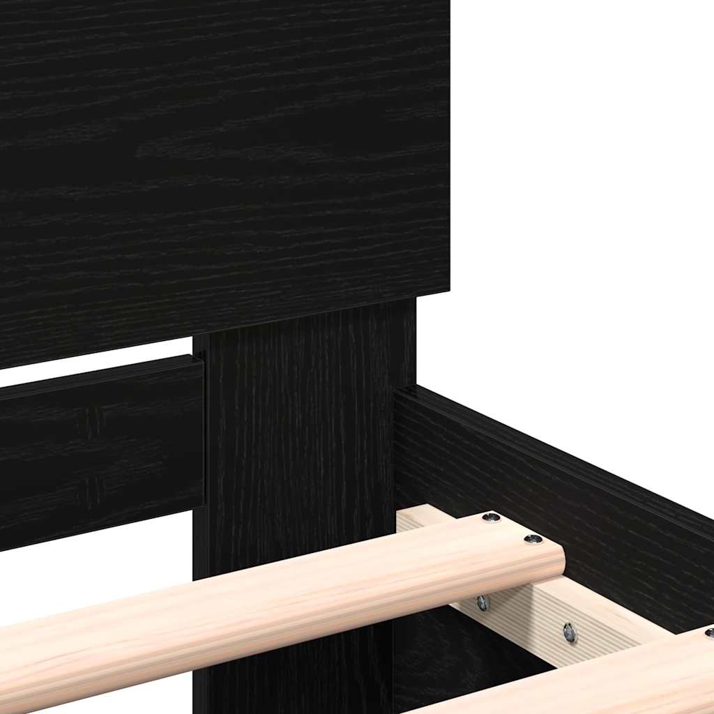 Bedframe Zwart Eiken 203 x 185 x 70 cm Bewerkt hout is nu te koop bij PeponiXL, paradijselijk wonen!