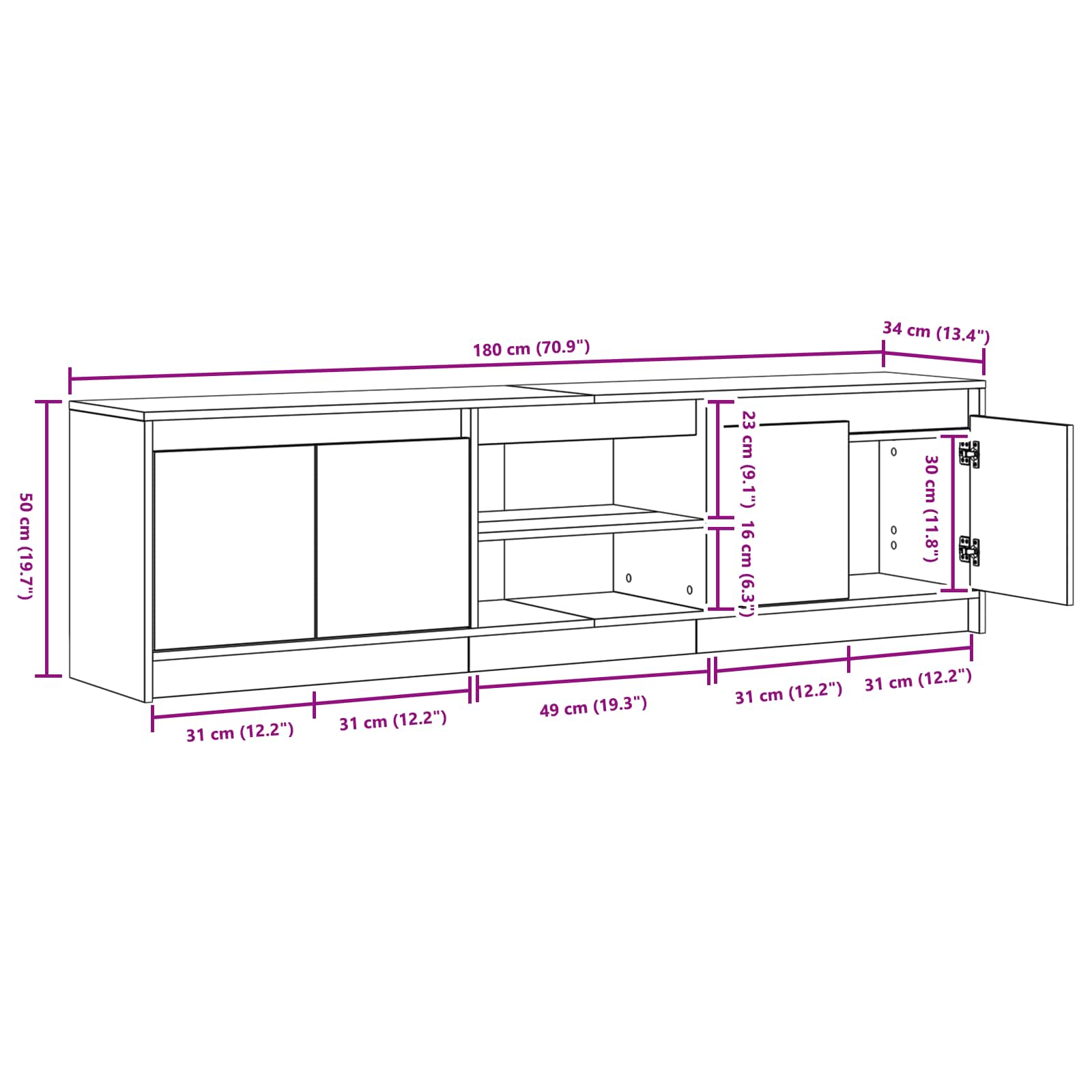 TV Eenheden 2 pcs Bruin 180 x 34 x 50 cm Bewerkt hout is nu te koop bij PeponiXL, paradijselijk wonen!