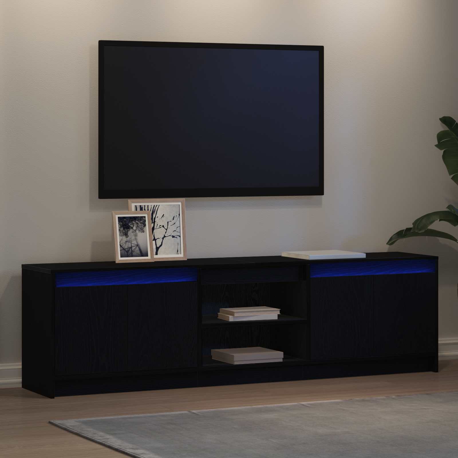 TV Eenheden 2 pcs Zwart 180 x 34 x 50 cm Bewerkt hout is nu te koop bij PeponiXL, paradijselijk wonen!