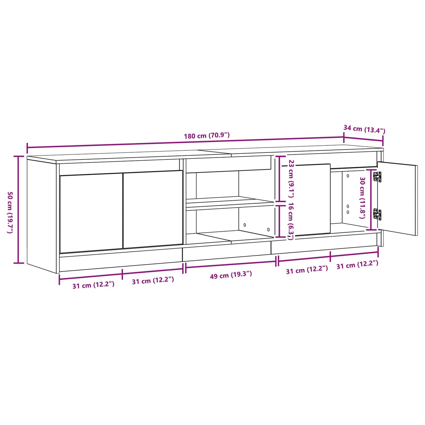 TV Eenheden 2 pcs Zwart 180 x 34 x 50 cm Bewerkt hout is nu te koop bij PeponiXL, paradijselijk wonen!