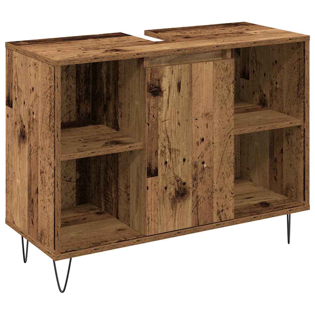 Badkamermeubelset met plank 3 pcs Oud Hout Bewerkt hout is nu te koop bij PeponiXL, paradijselijk wonen!