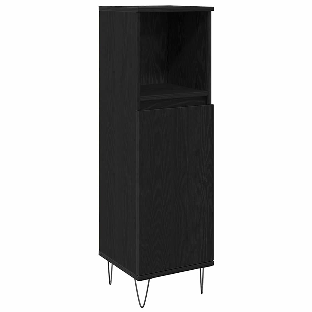 Badkamermeubelset met plank 3 pcs Zwart Eiken Bewerkt hout is nu te koop bij PeponiXL, paradijselijk wonen!