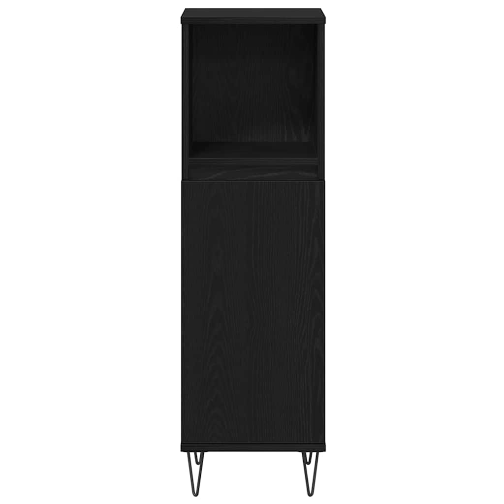 Badkamermeubelset met plank 3 pcs Zwart Eiken Bewerkt hout is nu te koop bij PeponiXL, paradijselijk wonen!