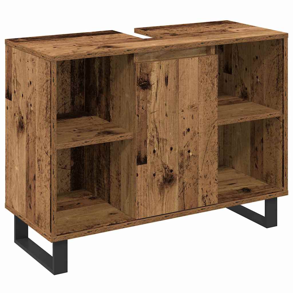 Badkamermeubelset met plank met opslag 3 pcs Bruin Bewerkt hout is nu te koop bij PeponiXL, paradijselijk wonen!