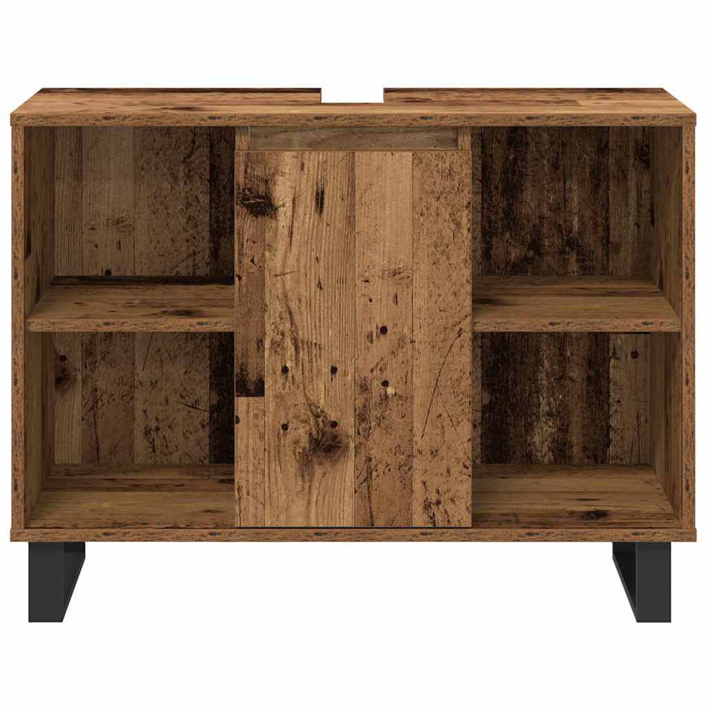 Badkamermeubelset met plank met opslag 3 pcs Bruin Bewerkt hout is nu te koop bij PeponiXL, paradijselijk wonen!