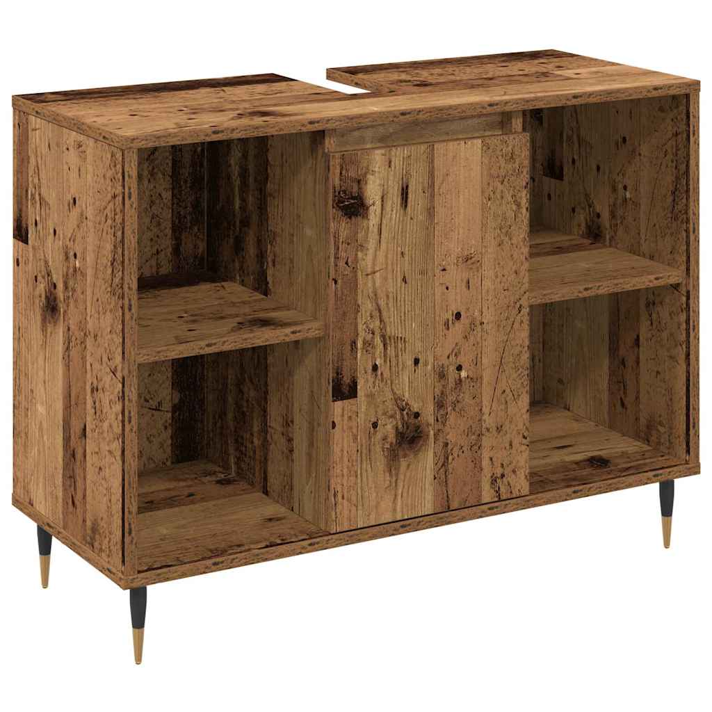 Badkamermeubelset met plank 3 pcs Oud Hout Bewerkt hout is nu te koop bij PeponiXL, paradijselijk wonen!